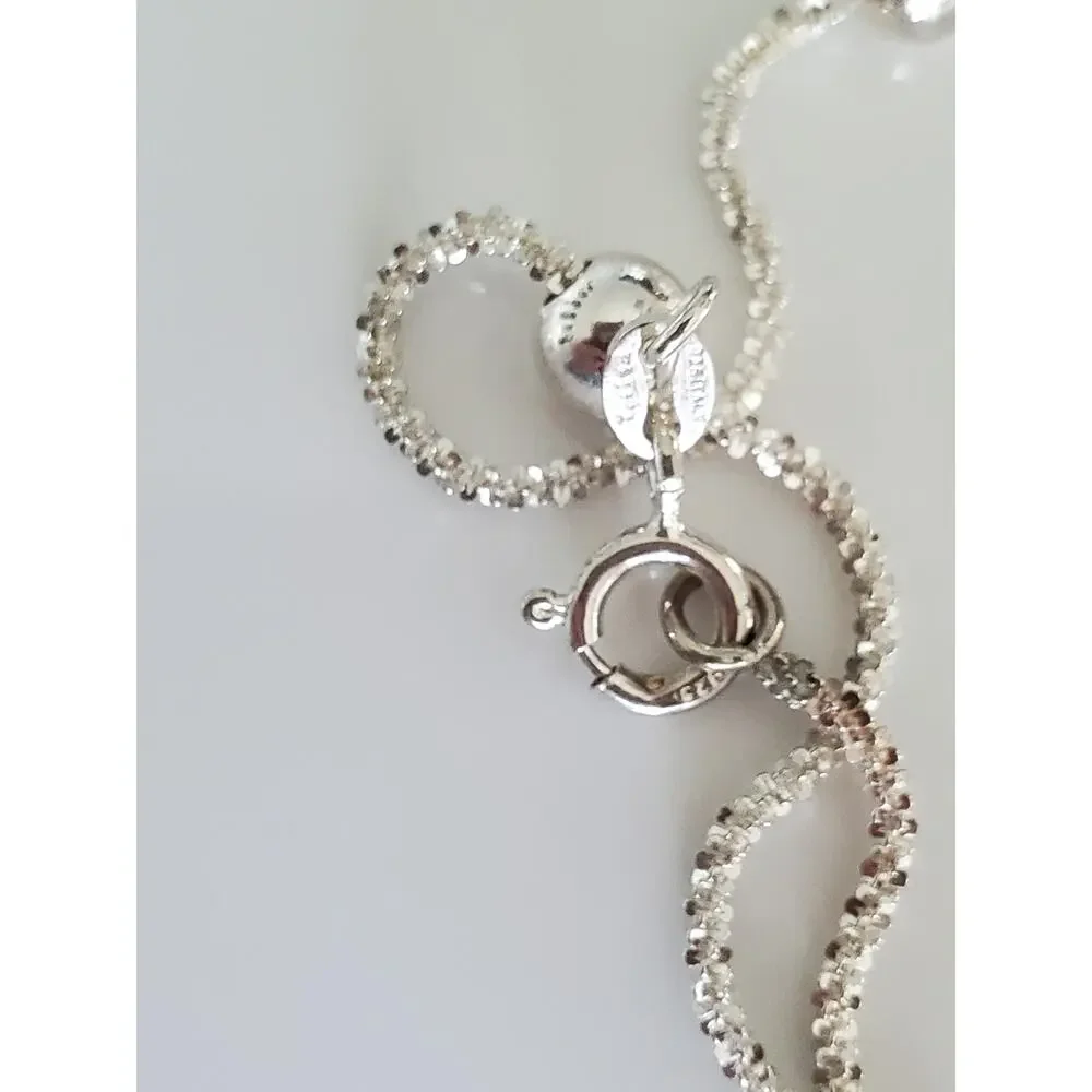 Vintage Diamond Etched Sterling Silver Heart Necklace